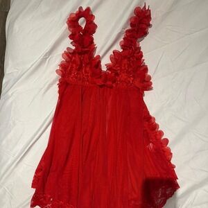 Red lace babydoll lingerie dress‎